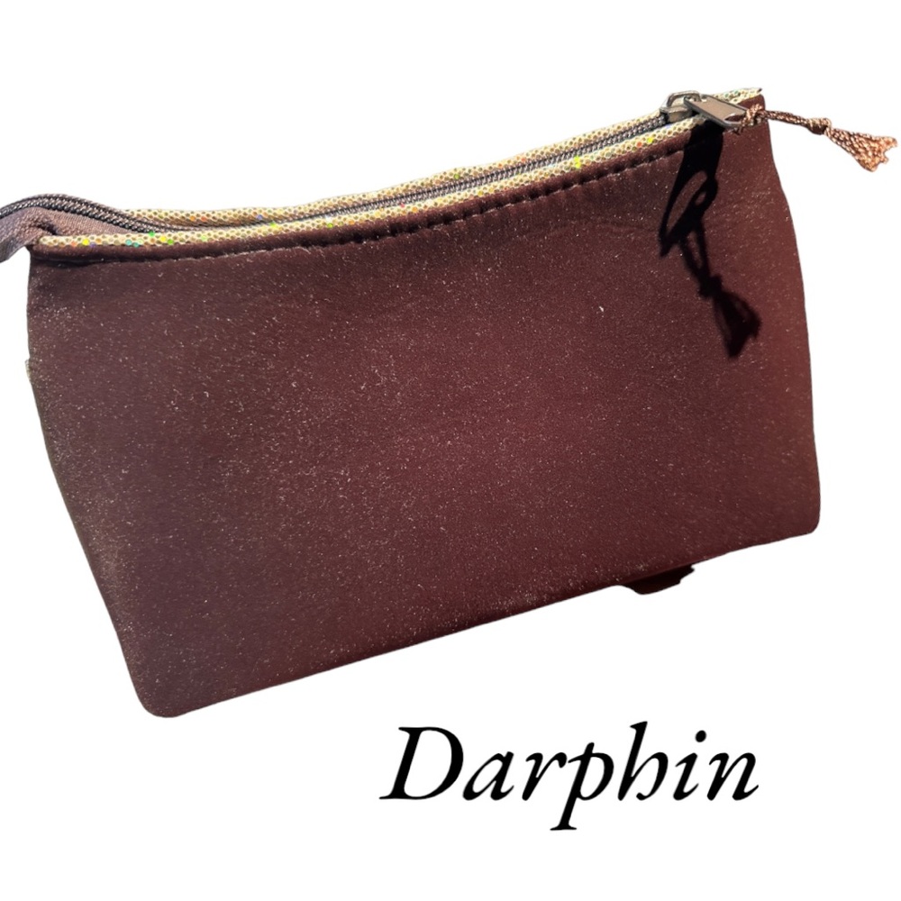 Darphin Dark Chocolate Velvet and Iridescent Gold Trim Makeup Bag